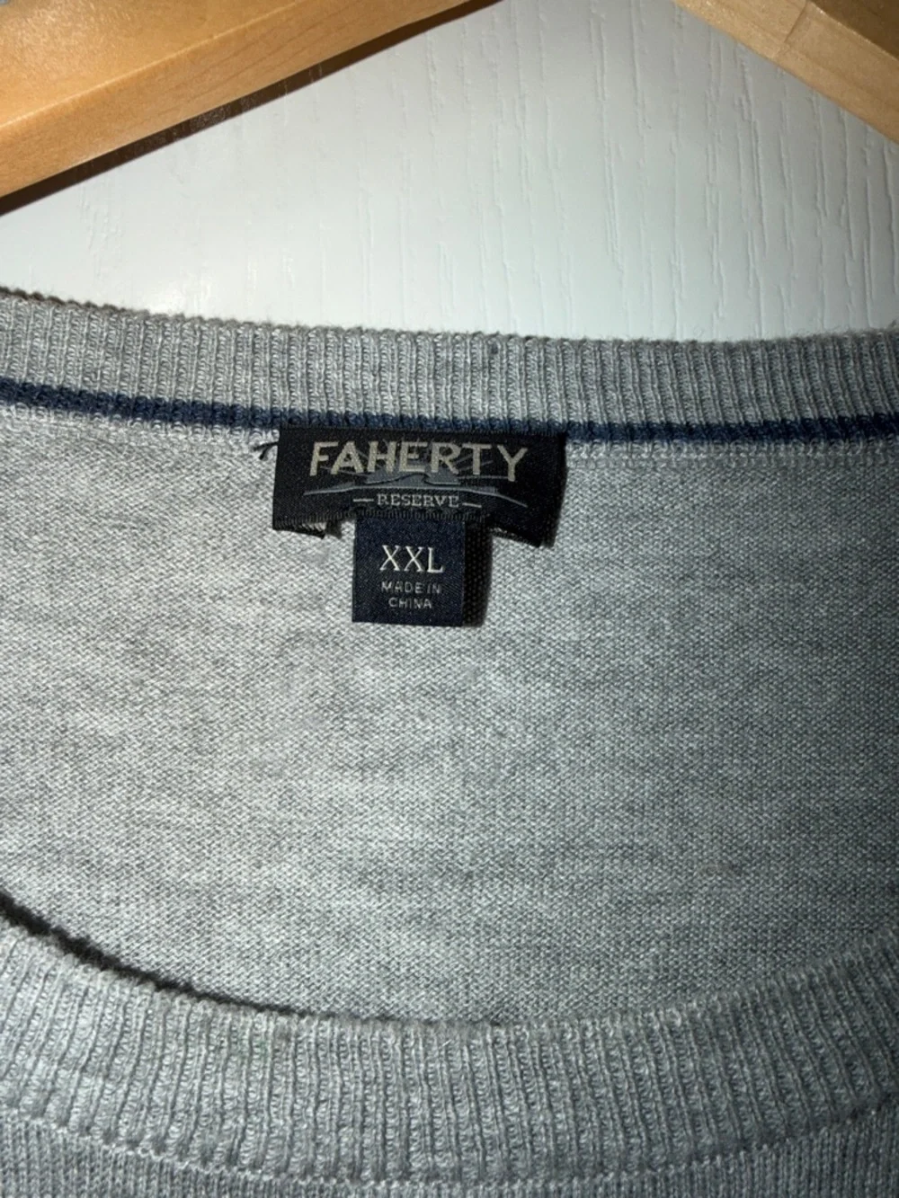 Faherty Men’s Heather Gray Crewneck Sweater size XXLARGE Dadcore